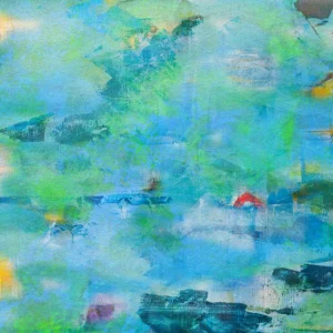 Blues and greens blend with teal and hints of yellow, provide an inviting escape into vibrant waters, teaming with life.