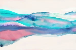 Blues and Pinks blur together in a colorful current of fluid movement.