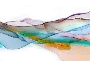 Streaming layers of colors flow over each other like water, semi-translucent and textured.