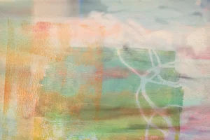 Layers of colors and textures stamp an impression of summer fun.