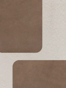 Large brown squares pave a path in their arrangement.