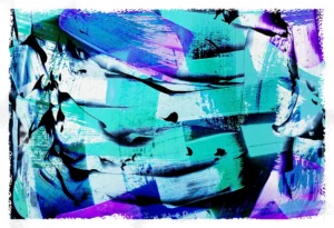 Bold layers of teal, blue, and purple streak over each other in a pleasing vision.